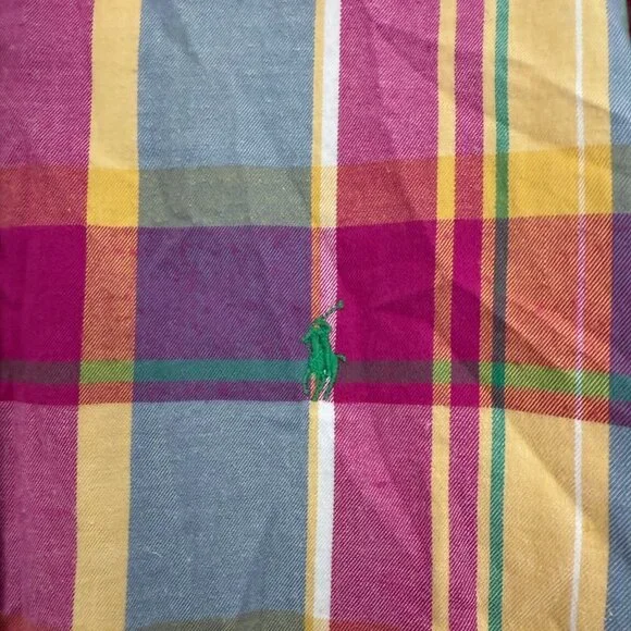 Ralph Lauren Shirt Mens L Multicolor Colorful Madras Plaid Pony Custom Fit - Picture 7 of 9